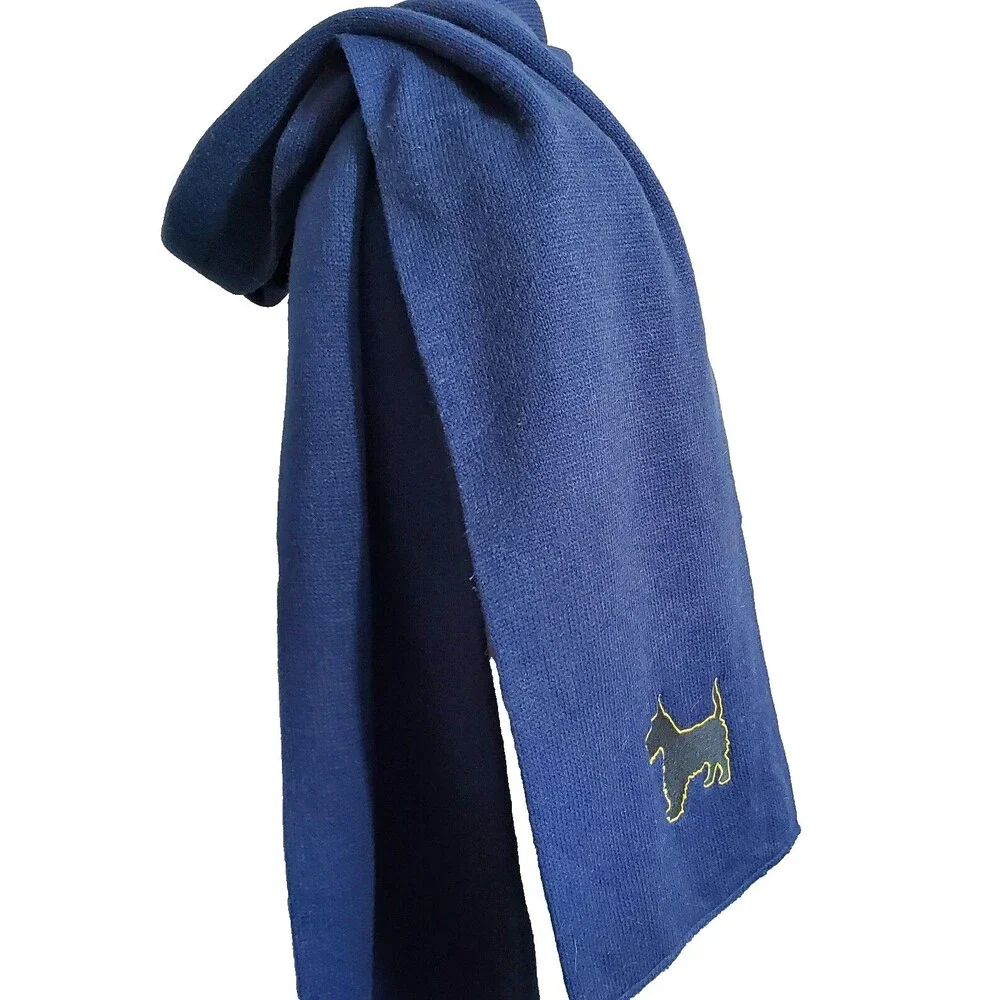 Port & Company Knitted Scarf Scottie Dog Navy Blue Scottish Terrier 9x70